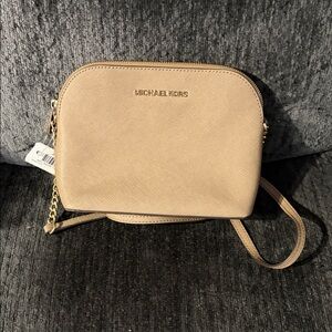 Michael Kors Nude/Tan Saffiano Crossbody Bag with Gold Hardware